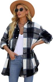 img 1 attached to ReachMe Oversized Shacket Pockets Flannel Women's Clothing