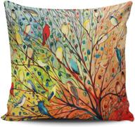 🌳 keibike personalized abstract trees and birds square european decorative pillowcases - print zippered throw pillow covers - 26x26 inches - one sided design логотип