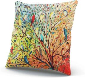 img 3 attached to 🌳 KEIBIKE Personalized Abstract Trees and Birds Square European Decorative Pillowcases - Print Zippered Throw Pillow Covers - 26x26 Inches - One Sided Design