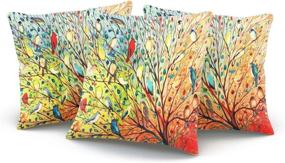 img 2 attached to 🌳 KEIBIKE Personalized Abstract Trees and Birds Square European Decorative Pillowcases - Print Zippered Throw Pillow Covers - 26x26 Inches - One Sided Design