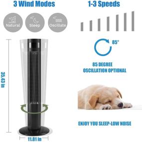 img 3 attached to 🌀 36-Inch Black Antarctic Star Tower Fan Oscillating Fan: Quiet Cooling, Remote Control, Powerful Standing, 3 Speeds & Wind Modes - Portable Bladeless Fan for Children Bedroom, Home Office