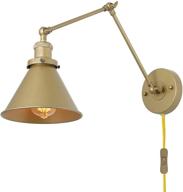 🔆 adjustable gold plug-in swing arm wall sconce lighting by lnc - 1 pack логотип