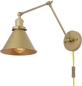 img 3 attached to 🔆 Adjustable Gold Plug-in Swing Arm Wall Sconce Lighting by LNC - 1 Pack