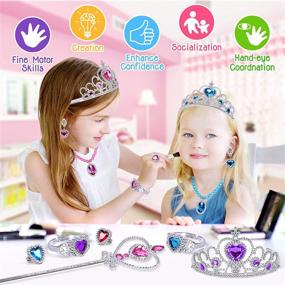 img 2 attached to 👸 9-Piece Princess Dress Up Set: Jewelry Toys, Crowns, Bracelets, Rings, Earrings, Necklaces, Wands – Perfect Birthday Gifts & Party Favors for Girls