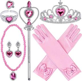 img 4 attached to 👸 9-Piece Princess Dress Up Set: Jewelry Toys, Crowns, Bracelets, Rings, Earrings, Necklaces, Wands – Perfect Birthday Gifts & Party Favors for Girls