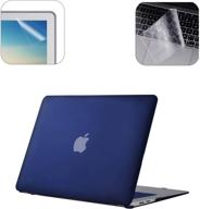 💻 applefuns macbook air 13 inch case: a1932 a2179 m1 a2337, 2021-2018 release, retina display, touch id, blue, 3 in 1 logo