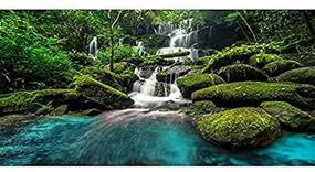 img 3 attached to Durable Polyester AWERT Waterfall Terrarium Background: Transform Your Aquatic Habitat with Stunning Tropical Rainforest, Mountain Lake, and Green Tree Sceneries!