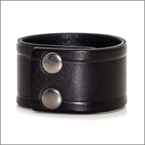 img 2 attached to 👊 Heavy-Str Punk Alloy Buckle Bracelet - Wide Leather Wristband Cuff Bracelet