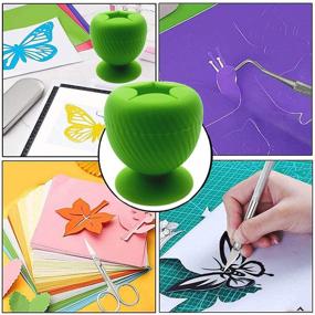 img 1 attached to Suctioned Vinyl Weeding Scrap Collector with Silicon Suction Cups - Craft Weeding Tools Holder Set Kit for Vinyl Disposing, Crafters, and Waste Storage Box Scrap Collection (Green)