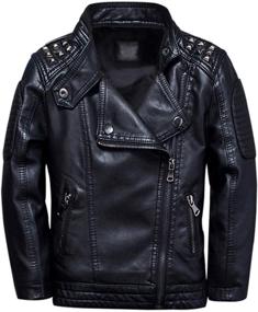 img 4 attached to Stylish Boys Black Leather Jacket: TLAENSON Studded Motorcycle Faux Leather Coat