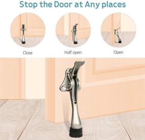 img 1 attached to CG PLUS Door Stopper: One-Touch Semi-Automatic 4 Inch Metal Stopper for Wood, Concrete, Tile & Carpeted Floors - Non-Slip Rubber Tip - Gold 1 Pack