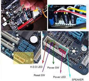 img 2 attached to 💡 2-пакетный кабель переключателя включения/выключения сброса ATX питания с двумя светодиодами (красным и зеленым) - передняя панель корпуса ATX длиной 27 дюймов