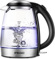 ifedio 1.7l electric kettle - cordless glass water boiler with auto shut-off & led indicator - ideal for water, tea, coffee логотип