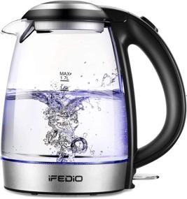 img 4 attached to iFedio 1.7L Electric Kettle - Cordless Glass Water Boiler with Auto Shut-Off & LED Indicator - Ideal for Water, Tea, Coffee