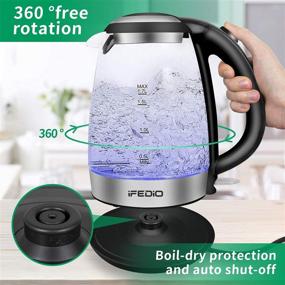 img 2 attached to iFedio 1.7L Electric Kettle - Cordless Glass Water Boiler with Auto Shut-Off & LED Indicator - Ideal for Water, Tea, Coffee