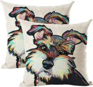 🐾 set of 2 schnauzer dog throw pillow covers - cute pet design, cotton linen cushion cover for sofa home decor 18”x 18” (dog 9) логотип