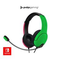 🎧 pdp gaming lvl40 stereo headset for nintendo switch - pc, ipad, mac compatible - noise cancelling microphone, lightweight, on ear headphones - splatoon 2 pink & green logo