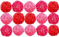 🎈 wicker rattan balls for valentine's day decor: 15 pcs red, pink, and rose-red orbs for craft, wedding and table decoration, bridal showers, aromatherapy - 2 inch size logo