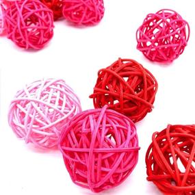 img 2 attached to 🎈 Wicker Rattan Balls for Valentine's Day Decor: 15 Pcs Red, Pink, and Rose-red Orbs for Craft, Wedding and Table Decoration, Bridal Showers, Aromatherapy - 2 Inch Size