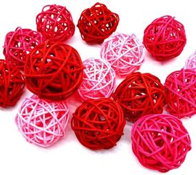 img 1 attached to 🎈 Wicker Rattan Balls for Valentine's Day Decor: 15 Pcs Red, Pink, and Rose-red Orbs for Craft, Wedding and Table Decoration, Bridal Showers, Aromatherapy - 2 Inch Size