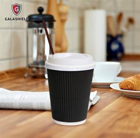 img 2 attached to ☕ Galashield Disposable Coffee Cups with Lids 12oz - Pack of 100 - Insulated Ripple Tea Cup Travel To Go - Hot Paper Coffee Cups with Straws and Napkins - Black