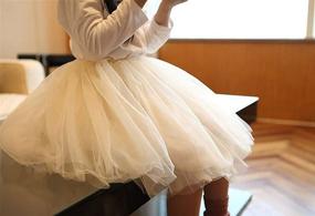 img 1 attached to 👗 Swaroser Little Girls Casual Tutu Skirt - 4 Season Solid Color Tulle Skirt in Beige