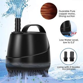 img 2 attached to AQQA 45W 920GPH Submersible Water Pump - Ultra Quiet Fountain Pump with 9.8ft High Lift and Long Power Cord for Pond, Garden, Fish Tank, Fountain, Hydroponics, Statuary - Includes Nozzles and Suction Cups