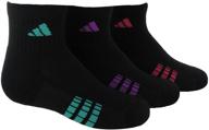 adidas cushion quarter socks for girls (pack of 3) logo