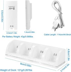 img 2 attached to 🎮 Efficient Wii Controller Battery Charger with 4 Port Charging Station Dock - Moclever 4 Rechargeable Batteries and Extended Cord - Compatible with Wii/Wii U Game Remote Controller (White)