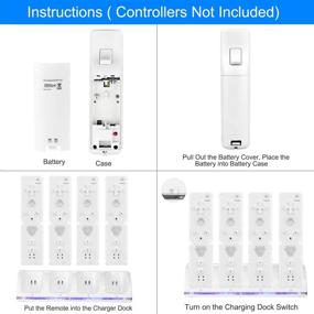 img 1 attached to 🎮 Efficient Wii Controller Battery Charger with 4 Port Charging Station Dock - Moclever 4 Rechargeable Batteries and Extended Cord - Compatible with Wii/Wii U Game Remote Controller (White)