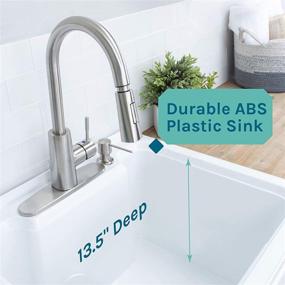 img 1 attached to 🚰 JS Jackson Supplies: White Tehila Utility Sink Vanity Set with Stainless Steel High-Arc Pull-Down Sprayer Faucet, Soap Dispenser, and Ample Cabinet for Garage, Basement, Shop, and Laundry Room