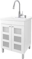 🚰 js jackson supplies: white tehila utility sink vanity set with stainless steel high-arc pull-down sprayer faucet, soap dispenser, and ample cabinet for garage, basement, shop, and laundry room логотип