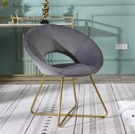 🪑 roundhill furniture gray slatina silky velvet accent chair with gold tone finished base логотип