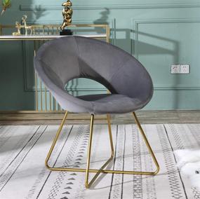 img 4 attached to 🪑 Roundhill Furniture Gray Slatina Silky Velvet Accent Chair with Gold Tone Finished Base