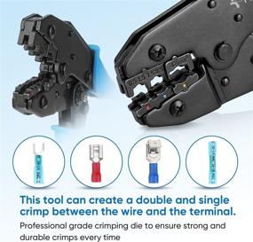 img 2 attached to 🔧 TICONN Heat Shrink Connectors Crimping Tool: Ratcheting Wire Crimper Pliers - Ratchet Terminal Crimper - Wire Crimp Tool (30C, Blue)