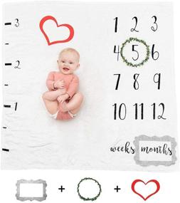 img 4 attached to 👶 Prazoli Gender-Neutral Baby Milestone Blanket - White Unisex Monthly Baby Blanket