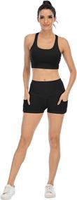 img 3 attached to 🩳 CHRLEISURE Women's High Waisted Yoga Shorts with Pockets - Pack of 3 for Ideal Workout Comfort