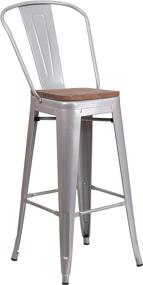 img 4 attached to 🪑 Silver Metal Barstool with Back and Wooden Seat – Taylor + Logan 30 Inch Height