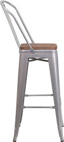 img 1 attached to 🪑 Silver Metal Barstool with Back and Wooden Seat – Taylor + Logan 30 Inch Height