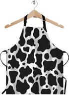 🐄 wondertify black and white cow pattern apron: stylish cowhide design with adjustable neck for men and women in home kitchen, cooking, waitressing, cheffing, grilling, baking, bbqing, and cobbler work логотип