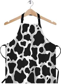 img 4 attached to 🐄 WONDERTIFY Black and White Cow Pattern Apron: Stylish Cowhide Design with Adjustable Neck for Men and Women in Home Kitchen, Cooking, Waitressing, Cheffing, Grilling, Baking, BBQing, and Cobbler Work