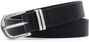 img 3 attached to 💃 Stylish Silver Buckle Skinny PU Leather Belt for Women, Enhancing Waistline Elegantly