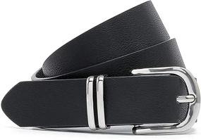 img 4 attached to 💃 Stylish Silver Buckle Skinny PU Leather Belt for Women, Enhancing Waistline Elegantly