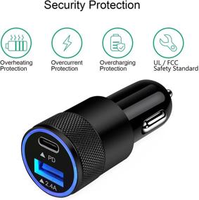 img 2 attached to 🔌 High-Speed USB C Car Charger for iPhone 13 12 11 Mini Pro Max SE Xs Xr X 8 Plus, 30W Dual-Port (PD & 2.4Amp) USB Type C Car Charger Plug for Samsung S21 S20 S10, iPhone, Tablet