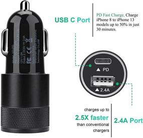 img 3 attached to 🔌 High-Speed USB C Car Charger for iPhone 13 12 11 Mini Pro Max SE Xs Xr X 8 Plus, 30W Dual-Port (PD & 2.4Amp) USB Type C Car Charger Plug for Samsung S21 S20 S10, iPhone, Tablet