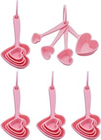 img 4 attached to 💗 YKLIGTN 20 PCS Pink Love Heart Design Plastic Measuring Spoon Sets - Cute and Convenient Kitchen Tool