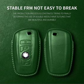 img 2 attached to 🔑 Genuine Leather Key Fob Cover with Keychain for BMW - Tukellen (Green)