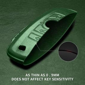img 1 attached to 🔑 Genuine Leather Key Fob Cover with Keychain for BMW - Tukellen (Green)