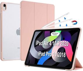 img 4 attached to 📱 YMXuan Case for iPad Air 4 10.9 Inch 2020(4th Gen)/iPad Pro 11&#34; 2018(1st Gen), Lightweight Smart Trifold Stand Case with Clear PC Back Cover, Full Body Protection, Auto Wake/Sleep (Pink)