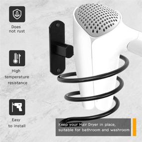 img 2 attached to 💇 Bathroom Hair Dryer Holder Wall Mount - Hair Care Tools Organizer (Black)